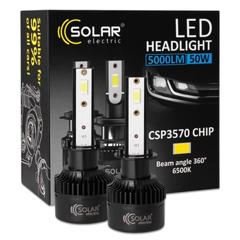Автолампа Solar LED H1 12/24V 50W 5000Lm 6500K для автомобіля світлодіодна лампа для фар 2шт (DO-LI_33S)