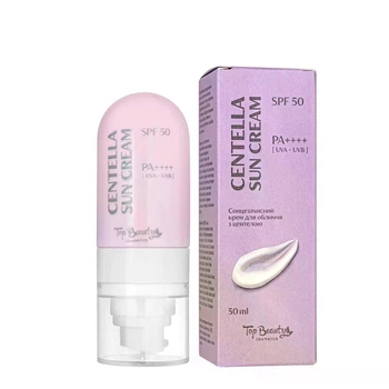 Сонцезахисний крем для обличчя Top Beauty SPF50 PA++++ з центелою 50 мл