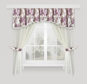 Шторы с ламбрекеном для кухни Adagio Windows Decor Мелита Розовая 280х160 см
