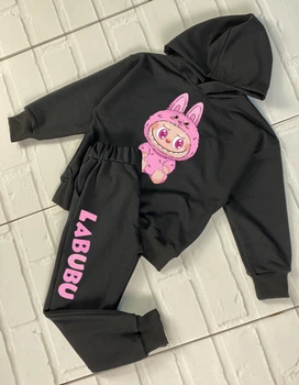 Спортивный костюм детский худи + штаны Лабубу Labubu AngelDance 116-122 черный