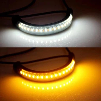 Бегающие поворотники с габаритом на вилку / руль мотоцикла, мото повороты LED