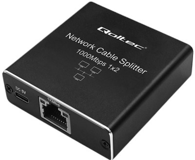 Rozdzielacz sieciowy Qoltec Ethernet mini SWITCH 1x2 RJ45 1000Mb/s USB-C (5901878522494)