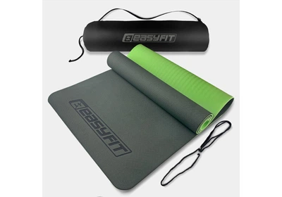 Коврик для йоги и фитнеса EasyFit TPE+TC 6 мм двухслойный + Чехол черный с зеленым (EF-1924s-BG)