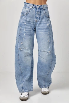 Джинсы женские baggy с рваным эффектом цвет джинс размер 36 FL_002020