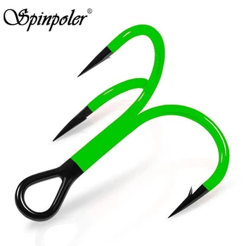 Гачки Spinpoler UV Green Treble Fishhook #1, 5 шт.