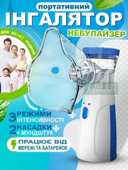 Портативный ультразвуковой ингалятор, портативный небулайзер для взрослых и детей, 3 насадки, работа от USB или батареек