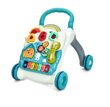 Детская каталка-ходунки 4в1 (игровой столик + игровой центр + подвеска на кроватку) 6017-8 голубые