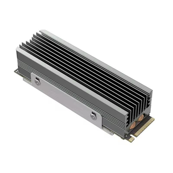 Охлаждающий радиатор TEUCER M.2 NVMe 2280 SSD Heatsink, Dual Copper Tube с термопрокладками Серый