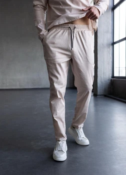Штани з льону MonsterBrand прямі M (48) капучіно