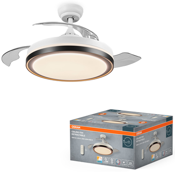 Светильник люстра с вентилятором с пультом OSRAM Ceiling Fan Retractable 66W 4200Lm 3000K 4000К 6500K (4099854506789)