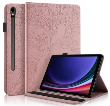 Чехол Wood Book на Samsung Galaxy Tab S10 FE Plus (13.1") / чехол для планшета с функций подставки и отделением для кредитных карт / розовый