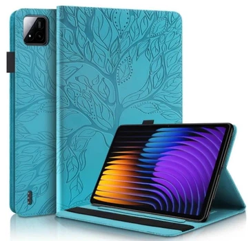 Чехол Wood Book на POCO Pad X1 (11.2") / чехол для планшета с функций подставки и отделением для кредитных карт / голубой