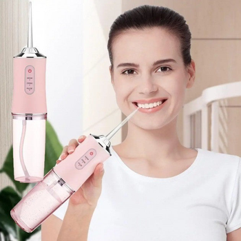 Ирригатор портативный электрический для зубов и полости рта Oral Irrigator S3J2 200 мл IPX 7 1500mah Розовый