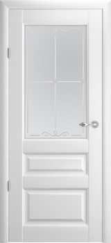 Дверь межкомнатная (холст) LUXDOORS со стеклом Vinil Лувр-2 700 белый стекло мателюкс "Галерея" (153883_ms-doors)