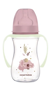 Бутылка антиколиковая с широким отверстием 240 мл Easystart Sleepy Koala Canpol babies Розовая (5901691881679)