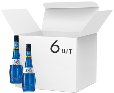 Упаковка лікерів Bols Blue Curacao 21% 0.7 л х 6 шт (08716000076656)