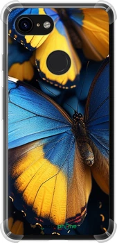 Чехол на Google Pixel 3 Желто-голубые бабочки "6046sp-1528-70447"