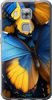 Чехол на Huawei Nova Plus Желто-голубые бабочки "6046u-961-70447"