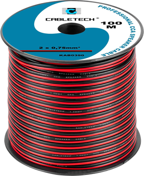 Kabel głośnikowy Cabletech CCA 2 x 0.75 mm 100 m Black-Red (5901436734932)