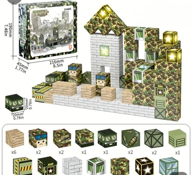 Магнітний конструктор 132шт кубики на магнітах Майнкрафт блоки Minecraft світяться кубики