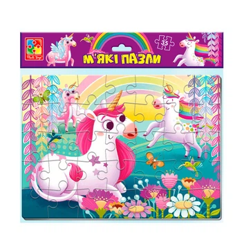 М'які пазли A4 «Единороги» VT1102‑34 Vladi Toys – 35 елементів для дітей від 3 років.