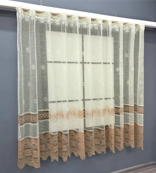 Тюль сетка VR-Textil Juli № 1718т Арка на кухню цвет кремовый с карамельным 300х160 см (53-0026)