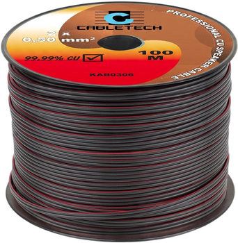Przewód głośnikowy Cabletech 2 x 0.5 mm² 100 m Black (5901436707646)