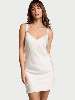 Пеньюар Victoria's Secret Shine Strap Satin Strappy-Back Slip XS Білий (2671498D)