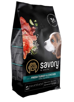 Sucha karma dla szczeniąt wszystkich ras Savory z indykiem i kurczakiem 3 kg (4820232630297)