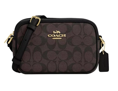 Сумка женская Coach Mini Jamie Camera Bag In Signature Canvas Gold/Brown/Black