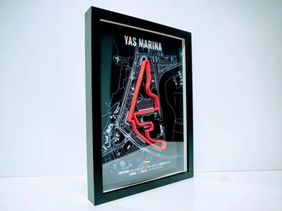 Об'ємна Рамка з 3D Трасою Yas Marina Circuit / Abu Dhabi (Yas Island), UAE / Яс Марина в Масштабі 1:40 000 Red Matte / F1 Frame 32x23x3
