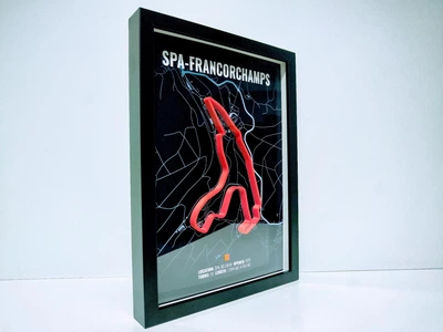 Об'ємна Рамка з 3D Трасою Circuit de Spa-Francorchamps / Stavelot, Belgium / Спа-Франкоршам в Масштабі 1:40 000 Red Matte / F1 Frame 32x23x3