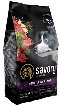 Sucha karma dla dorosłych psów średnich ras Savory z indykiem i jagnięciną 3 kg (4820232630266)