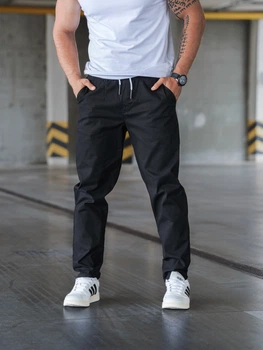 Чоловічі штани з бавовни демісезонні Teamv casual sport Чорні XXL