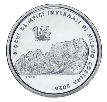 Монета Италия 1/4 евро 2025 UNC XXV зимние Олимпийские игры в Милане и Кортине - Кортина