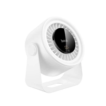 Портативный настольный вентилятор Hoco HX66 Desktop Circulating Fan с аккумулятором 3000mAh |5 скоростей, тихий, до 7 часов работы, LED-дисплей, 50Дб| Белый