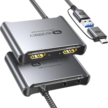 Карта видеозахвата Warrky Video Capture Card, 4K HDMI для USB A/Type-C 1080P 60FPS з микрофонным входом и выходом на наушники