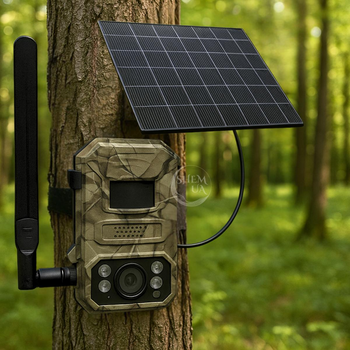 Фотоловушка 4G с солнечной батареей, охотничья камера ночного видения для наблюдения за животными и охраны объектов, с поддержкой SIM-карты, датчиком движения, удаленным доступом и оповещениями в приложение FLC-4G