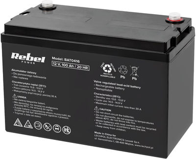 Аккумуляторная батарея гелевый Rebel 12V-100Ah (BAT0416)