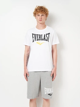 Футболка хлопковая длинная мужская Everlast 37M290J86-1100 XL Белая с принтом (8052995718417)