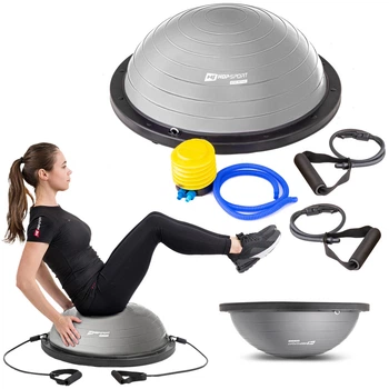 Балансировочная платформа (полусфера) BOSU Hop-Sport HS-L058 серая 58 см, для фитнеса, йоги, реабилитации, тренировок