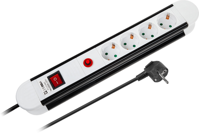 Listwa przeciwprzepięciowa Rebel 4 gniazda 5 m Black-White (5901890018456)