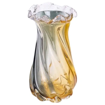 Ваза стеклянная фигурная для цветов Light House 21 см 800 мл (LG-20196) Желто-серая