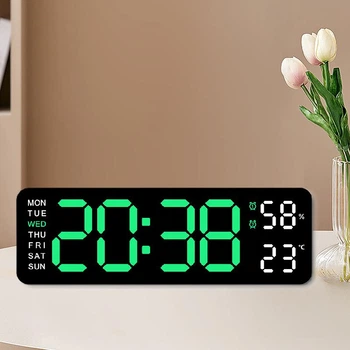 Годинник Deepfox DS-5503 LED цифровий електронний настільний Будильник Дата Температура Вологість 22.8х7.5см зелений/чорний
