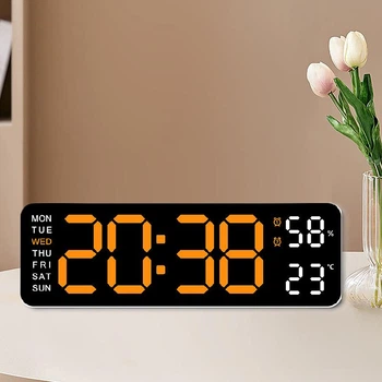 Годинник Deepfox DS-5503 LED цифровий електронний настільний Будильник Дата Температура Вологість 22.8х7.5см оранжевий/білий