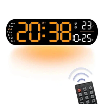 Годинник Deepfox DS-5502 LED цифровий електронний настінний Будильник Дата Температура 35х10см оранжевий