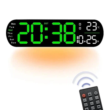 Годинник Deepfox DS-5502 LED цифровий електронний настінний Будильник Дата Температура 35х10см зелений