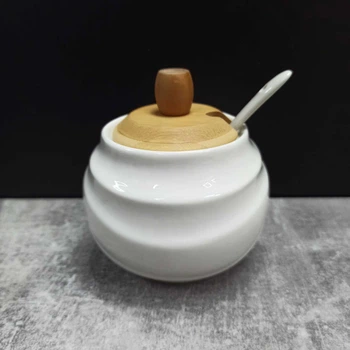 Сахарница Ceram-Bamboo с ложкой и бамбуковой крышкой 300 мл Белый BD-375-311