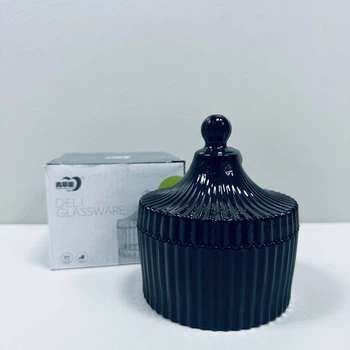 Сахарница стеклянная с крышкой 10,5х12 см "Черный купол" Olens O102-030
