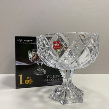 Конфетница на ножке стеклянная 17.8 см. Diamond Yujing 7081-2 /3582